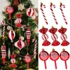 Juldekorationer 6st Red Candy Crutch Lollipop Xmas Tree Hanging Pendant Ornament 2024 Year Gift Home Decoration 231023