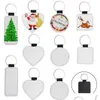 パーティーの好意ティクトク昇華ブランクスdiy keychain pu革forクリスマス熱伝達キーリングクラフト用品