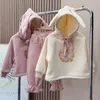 Clothing Sets Winter Baby Girls Lovely Cartoon Shower Warm Fleece Hoodie Ruffled Sweatpant Kids Tracksuit Child Outfit Jogging 2-8 Years