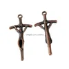 Charms 100st Ancient Copper Jesus Kristus Crucifix Cross Relius Charm Hängder för smycken som tillverkar armband halsband diy tillbehör je dhwkt