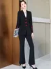 Men's Suits Fashion Black Women Suit Apricot Blazer Jacket And Pant Ladies Female Office Business Work Wear Formal 2 Piece Set