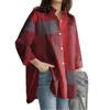 Damesblouses Vest Casual Herfst/winter Dames Losvallend Patchwork Lange mouwen Geruit Mode Gedrukt Knoop Onregelmatig overhemd