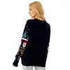 Women's Sweaters Sweater Fashion Dark Blue Fall Winter Cozy Christmas Pattern Pullover Warm Snowflake Women Clothing