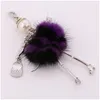 Keychains Trendy Fur Keychain For Women Fashion Jewelry Female Key Ring Chain Cute Fluffy Keyring