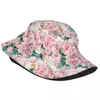 Berets Boho Vintage Blush Real Peônias Balde Chapéu Viagem Headwear Flores Pescador Caps para Outdoor Unisex Panamá Dobrável