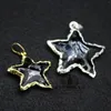 Pendant Necklaces Gold-Plated Hand Knocked Natural Black Obsidian Stone Star Shape Necklace