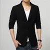 Costumes pour hommes 2023 Slim Fit décontracté veste coton hommes Blazer simple bouton noir hommes costume Patchwork manteau mâle Suite