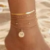 Anklets Vintage Elephant Pendant Anklet For Women LOVE Multilayer Chain Beach Summer Foot Ankle Bracelet Jewelry