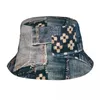 Berets Denim Patchwork Bucket Hats For Men Women Summer Vocation Floppy Hat Hip Hop UV Protection Vacation Fishing Caps Bob