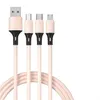 3 in 1 Silicone Charging Cable IOS Type C Micro USB Charger Line for Iphone Samsung Huawei Oppo Xiaomi Phone Cables Tablet Speaker Charge Cord 3A