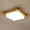 Lampes suspendues Plafonniers en bois LED nordiques en forme carrée Lamparas de Techo pour chambre à coucher balcon couloir cuisine luminaires