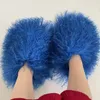 Slippers Real Fur Slippers For Women Summer Fluffy Indoor House Fuzzy Flat Slides Outdoor Fashion Beach Sandals Flip Flops 231024