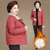 Trench da donna Giacca invernale da donna Aggiungi velluto caldo cotone Parka Colletto in lana Spessore elegante cappotto trapuntato di mezza età Vestiti per la mamma