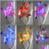 Outros suprimentos de festa de evento 20 pcs LED Light Up Brinquedos Favores BK Óculos Orelhas de Gato Headband Brilho no Escuro para Adts Crianças Neon Wedding Ram Dhnq1