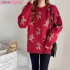 LUKAXSIKAX 2021 Nieuwe Herfst Winter Vrouwen Dikker Losse Trui Grappige Herten Pop Jacquard Kerst SweaterL231024