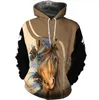 Customized Hoodies & Sweatshirts Mens Hoodie Flower horse color matching 3D digital printed animal horse men's casual pullover sweater