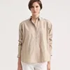 Women's Blouses 2023 Spring And Summer Sand Dune Color Striped Cotton Embroidered Shirt Profile Top