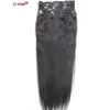 Hårstycken Zzhair 140g 280g 16 "24" Maskin Made Remy 10st Set Clips in Human Full Head Natural Straight 231024