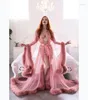 Women's Sleepwear Women's Fashionable Bridal Feather Nightgown Transparent Robe Tulle Lady Sexy Lingerie Long Skirt
