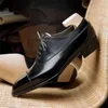 Классические туфли Черные мужские Оксфорды Деловые туфли ручной работы с квадратным носком на шнуровке Модные коричневые мужские туфли