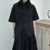 Damenblusen Design Sense Niche Kurzarmhemd Schwarz im chinesischen Stil mit diagonalem Knopf