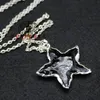 Pendant Necklaces Gold-Plated Hand Knocked Natural Black Obsidian Stone Star Shape Necklace