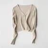 Women's Knits Spring Autumn Women Knitted Cardigan V-neck Long Sleeve Single Breasted Short Sweater Tops