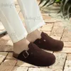 Chinelos Comwarm New Boston Clogs para mulheres homens camurça mules chinelos moda sapatos de batata ao ar livre cortiça palmilha sandálias com suporte de arco T231024