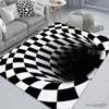 Teppich 3D Illusion Teppich Eingang Bodenmatte Geometrische optische Fußmatte rutschfeste Bodenmatte Wohnzimmer Dekor Teppich R231024