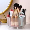 Förvaringslådor Badrum Vanity Tray Spinning Makeup Brush Holder with 5 Slot Cosmetic Display Case Skin Care TRAR (CLEAR)