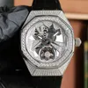 Diamond Mans Watch Automatisch mechanisch uurwerk Horloges 42 mm Mode lederen band Klassiek polshorloge Montre De Luxe