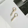 Pendientes colgantes de diseño único para mujer, perlas auténticas múltiples, largos, Color Latón dorado, colgante Irregular de agua dulce