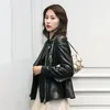 女性の革2023leatherジャケット本物の女性韓国ファッションシープスキンコートショートレディースジャケタデ