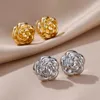 Stud Earrings Fashion Flowers Hoop Earring For Women Girl Gold Color Stainless Steel Push-back Exquisite Jewelry Party Aretes De Mujer