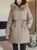 Mulheres Trench Coats Long Parka Mulheres Quentes Grosso Grande Jaqueta De Pele De Inverno Casaco De Algodão Feminino Com Capuz Solto Outwear Senhora Casual Estudante