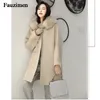 Trench da donna Giacca in cashmere Giacca da donna fatta a mano in pelliccia con collo in pelliccia Cappotto in lana invernale casual 231023