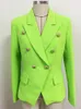 Dameskostuums Blazers HIGH STREET est Designer jack Dames Klassiek Metalen Leeuwenknopen Double Breasted Slim Fit Blazer Neongroen 231024