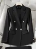 Ternos femininos blazers cinza marinho preto formal blazer feminino senhoras manga longa único breasted sólido trabalho wear jaqueta 231023