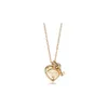Collares Tiffa T-home Plata de Ley 925 Corazón Clave Chapado en Oro Collar de Diamantes Popular Amor Colgante Collar Cadena