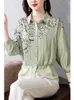 Kvinnors blusar 2023 Summer Korean version Polo Neck Short Sleeve Shirt Fashionabla Elegant Loose Flower Print Women Clothing Blus T426