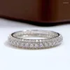 Anneaux de cluster Sterling Argent 925 Éblouissant Zircone Cubique Doigt Plein Diamant Bague Pour Femmes Mariage Fine Bijoux Cadeau