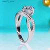 Wedding Rings S925 Silver with Platinum Plated 1 Carat Moissanite Ring Female V Shaped Twist Arm Wedding Ring For Girlfriend Gift Fine Jewelry Q231024
