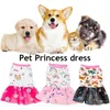 Одежда для собак, весна-лето, платье для кошек, кружевной дизайн, юбка для щенков, одежда для собак, милая одежда с цветочным принтом, сетчатая одежда с принтом для домашних животных