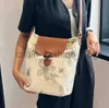 Axelväskor väskor blomma mönster kvinnors handväska vintage cross body påse canvas axel väska pu läder handbagcatlin_fashion_bags