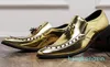 Mocassins à rivets pour hommes, chaussures formelles à pampilles dorées à enfiler, chaussures de Performance, de danse, taille