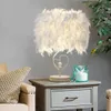 Decorative Objects Figurines Heart Shape Feather Crystal Table Lamp For Bedroom Bedside Romantic Desk Home Decor Creative Gift EU US Plug 231024