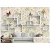 Fonds d'écran Haute qualité Personnaliser Taille Moderne Rétro Floral Papillon 3D TV Mur Papier Peint Pour Murs 3 D Salon Drop Livraison Ho Dhugb