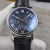 Zegarek męski Automatyczny ruch mechaniczny Zegarek projektant Sapphire Skórzany pasek Wodoodporny 43 mm Faza księżyca