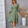 Printed Autumn Winter Longsleeved Feminine Dress Womens Designer Clothing Dresses