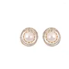 Studörhängen 2023 Spiral Floral Pearl For Women Personality Fashion Simple Retro Gold Color Wedding Jewelry